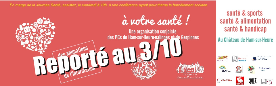 Commune de Ham-sur-Heure-Nalinnes | Reportée au 3/10 : 4e Journée &quot; A votre Santé !&quot;