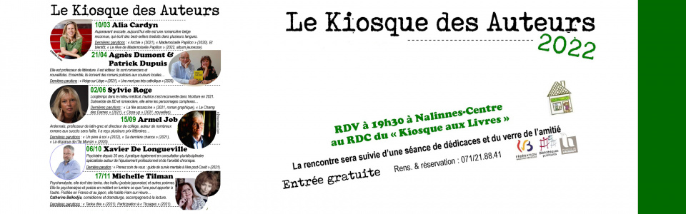Commune de Ham-sur-Heure-Nalinnes | Kiosque des Auteurs 2022 : MODIFICATION THIERRY LUTHERS remplace Alia Cardijn