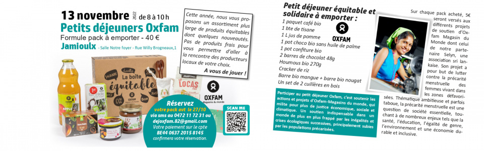 Commune de Ham-sur-Heure-Nalinnes | Le retour des "Petits déjeuners Oxfam" à Jamioulx