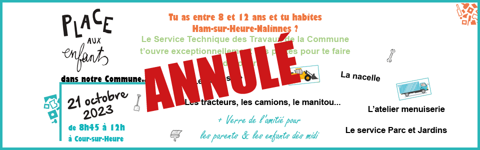 Commune de Ham-sur-Heure-Nalinnes | Place aux enfants : Viens découvrir le Service Technique à la Carrière de Cour-sur-Heure